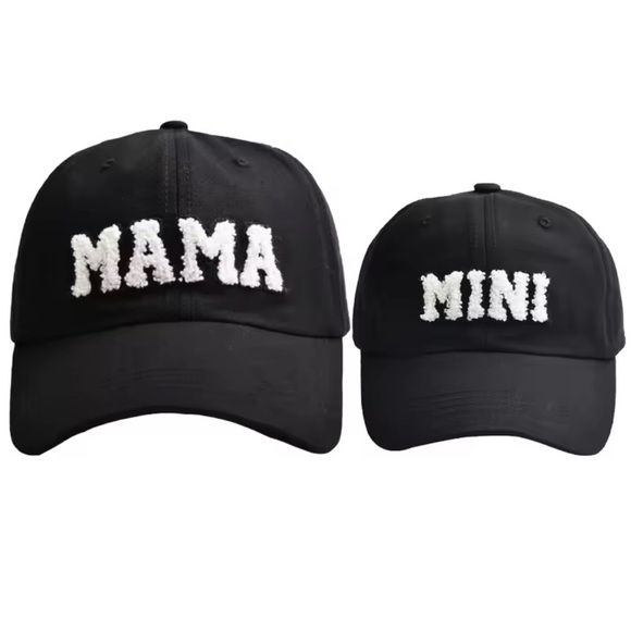 Baseball Caps | 2 Piece Black/White Mama and Mini Hats | NEW!!🖤🩶🖤 - Picture 1 of 3